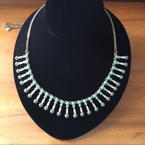 J. Crew Gold Tone Turquoise Matinee Necklace